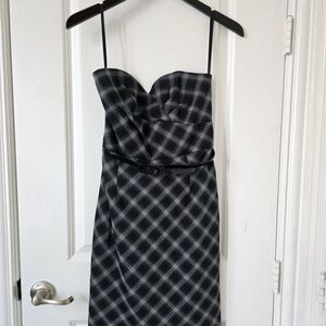White House Black Market Strapless Plaid Dress